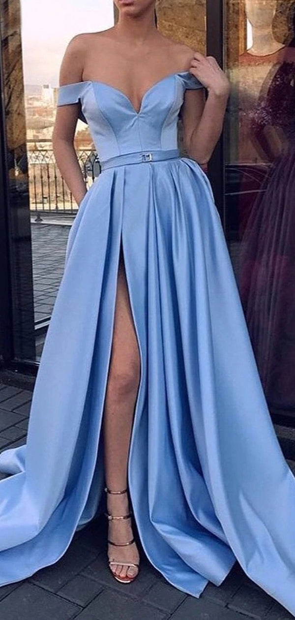 Simple A Line V Neck Backless Royal Blue Satin Long Evening Dress, V N |  Prom dresses long, Satin formal dress, Blue evening dresses